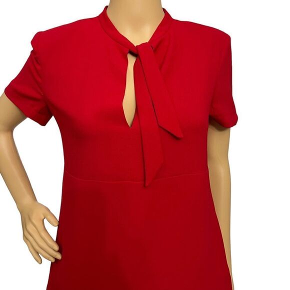 Zara Red Short Sleeve Made In Morocco Shift Dress Size S NWOT - Picture 2 of 10
